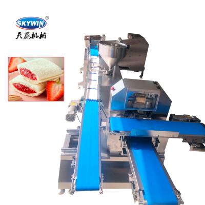 China Snack Factory Skywin Automatic Cutting And Cream Sandwich Toast Bread Filling Machine With Flowing Package for sale