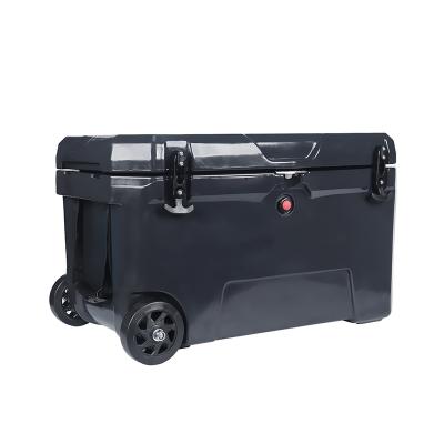 China 50QT Ice Cooler Box Rotomolded Waterproof Outdoor Camping Fishing Coolers With Wheels Insulated Hard Cooler for sale