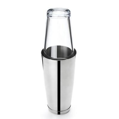 China Cocktail Shaker Set Bartender Tools Boston Cocktail Shaker Set With 18/8 Stainless Steel 800ml Weighed Tin And 450ml Crystal Glass Cup for sale