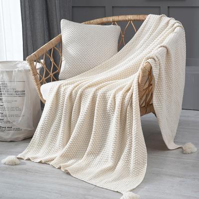 China Amazon Hot Sale Multi Color Anti-Pull Throw Knit Blanket With Tassels for sale