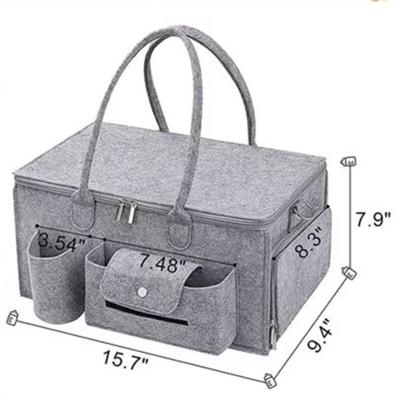 China Simple Gray Felt Package Factory Price Cart Organizer With Handle Baby Diaper Cart Organizer for sale