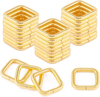 China Factory Wholesale Price Quality Guaranteed Die Cast Square Ring Buckles For Backpack Webbing Bag Hardware Accessories Gold Rectangle for sale