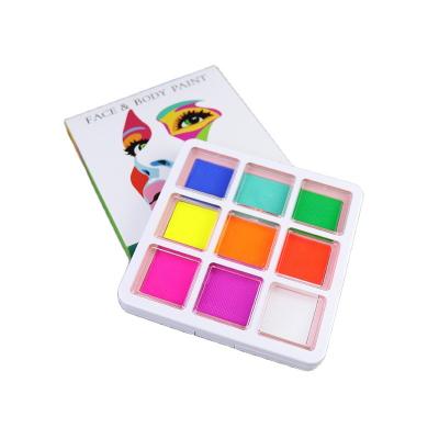 China Face Body Nine Grid Fluorescent Color Glow In The Dark Face Body Paint Makeup Palette for sale