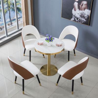 China (Size)Luxury Adjustable Coffee Table Furniture Set Stainless Steel Legs Marble Dining Table for sale