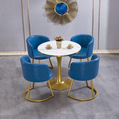 China Modern Imitation Sheepskin Material Chair Steel Gold Plated Powder Chair Legs Table Restaurant Coffee Table Set for sale