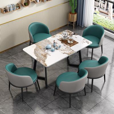 China Cozy Nordic Minimalist Slate Square Table Set Dining Room Four Person Office Living Room Furniture With Chairs for sale