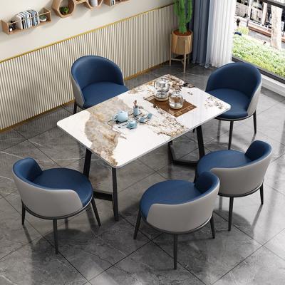 China Cozy Kitchen Dining Conference Furniture Round Slate Table Set 4 Chairs With Smart Kettle for sale