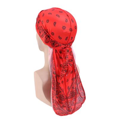 China New Style Velvet Dye Deep Knot Pirate Hat Bandage Scarf Long Tail Coat Durag for sale