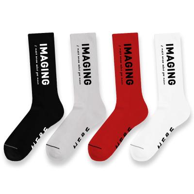 China Custom Logo Socks Wholesale QUICK DRY Women Men 100% Cotton Socks New Fashion Single Color Crew Socks for sale