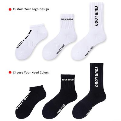 China QUICK DRY Custom Logo 100% Cotton Hogs Athletic Crew Sports Hogs Custom Mens Ankle Socks for sale