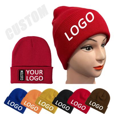 China COMMON New Style Acrylic Custom Knit Beanie Hats With All Kind Of Colors Winter Beanie Hats Custom Logo Design Beanie Hats for sale