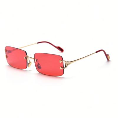 China Fashion Sunglasses 2022 Retro Fashion Rectangle Sunglasses Ocean Lens Ladies Frameless Sun Glasses for sale