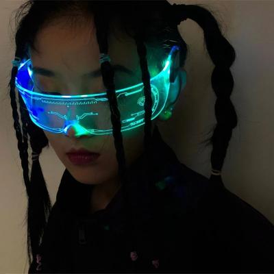 China New Fashion LED Big Frame Sunglasses Mens Punk Women Vintage Luminous Sunglasses Shape Christmas Party Colorful Light Up Glass Shades for sale