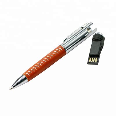 China Leather Laser Usb Pendrive Desktop Pen Shape Usb Flash Memory for sale