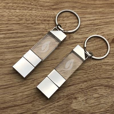 China Crystal Custom USB Crystal Glass USB Flash Drive with Red Led Light for sale