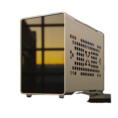 China With Fan ITX RGB Tempered Glass Slim Gaming Chasis Mini PC Desktop Case for sale