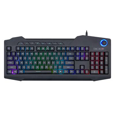 China Hot Sale Mechanical Type Volume Adjustment Button 2021 RGB Backlight Gaming Keyboard Wired Sound Adjustable Standard Multi-Function Volume for sale