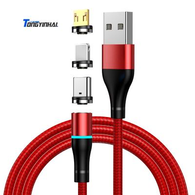 China MP3/MP4 Player Best Selling Factory 1m 3.3ft 2m Magnetic 6.6ft Charging Cables Phone Power Charger 360 Degree 3 In 1 Led Magnet Usb Cable for sale