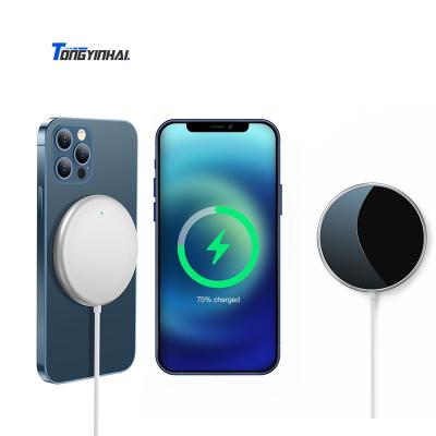 China Magnetic Connectable For iPhone 12 Tongyinhia Andriod IOS Mobile Phone 15W Magnetic Wireless Charger Ultrathin Glass Magnet Portable Fast Wireless Chargers Accessory For iPhone for sale