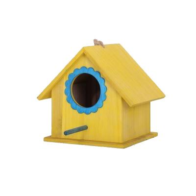 China New Arrival Breathable Bird Box Home Decoration Nest Colorful Solid Wood Hanging Garden Bird Mini Bird Nest For Birds Swallow Magpies for sale