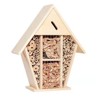 China Wholesale Breathable Customizable Wood Decoration Breathable Customizable Beauty Wooden Insect Cage Pentagon Insect House Peep House Yard Butterfly House for sale