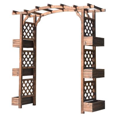 China Easily Assembled Antiseptic Wooden Pavilions Outdoor Ornamental Grape Trellery Garden Fence for sale