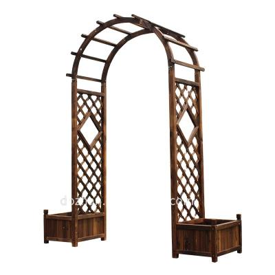 China Easily Assembled Wooden Garden Wedding Flower Support gateFestnight Trellis Flower Arch with 2 Planters Pergola for sale