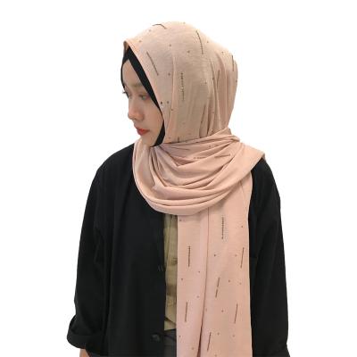 China Polyester Custom Chiffon Pleat Hijabs Long 2021 Muslim Meteor Fabric Warm Drilling Knitted Hijab Head Scarves for sale