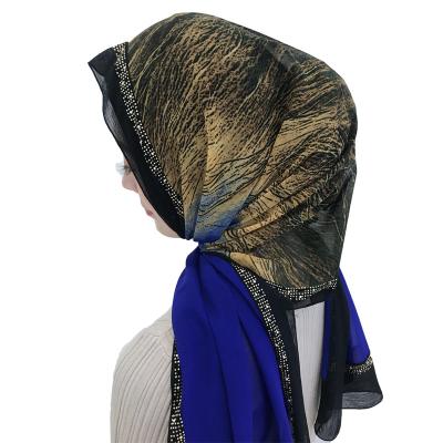 China Hot Chiffon Manufacturer Chiffon Muslim Hijab Diamond Chiffon Turban Hood Scarf Hijabs for sale