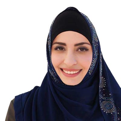 China Custom Made Arab Middle East Diamond Scarf Chiffon Women's Chiffon Scarf for sale