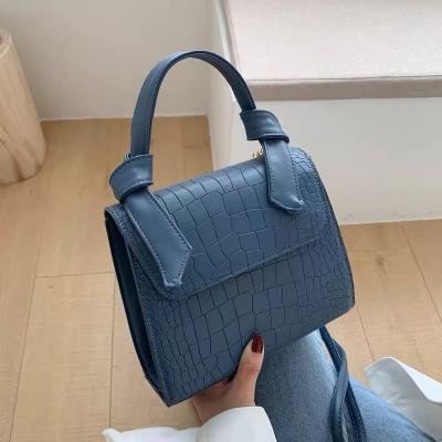 China 2021 Summer New Stone Fashion Small Bag Female Style One Shoulder Bag Female Portable Square Grain Small Bag Foreign Messenger Bag for sale