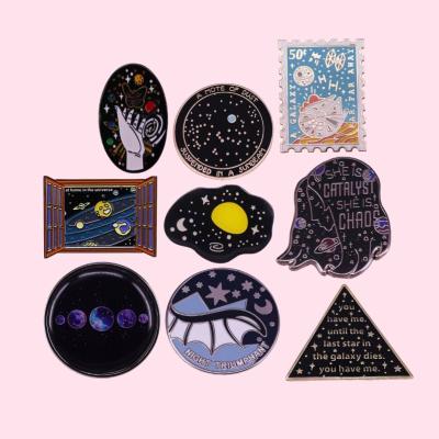 China Europe Planet Star Enamel Pins Custom Colored Stars Hand Oil Painting Cartoon Brooch Lapel Pin Badges Wholesale for sale