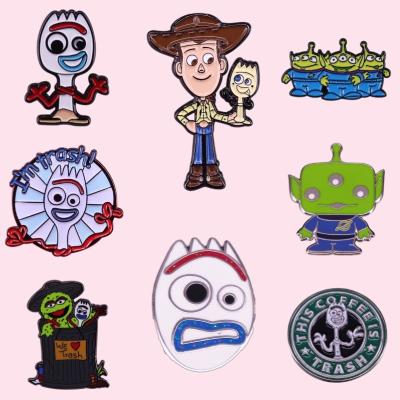 China Europe Movie Classic Funny Enamel Pins Cute Green Alien Cowboy Cartoon Pin Backpack Lapel Pins Jewelry Gift Western Pin Toy Story for sale