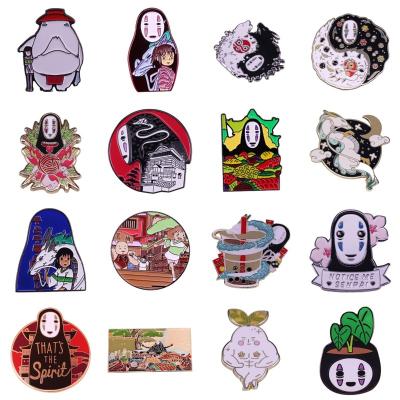 China Europe Hard Enamel Anime Figure Bathhouse Cover No Face Pin Metal Badge Brooch Jeans Fashion Soot Pins Live Away MY NEIGHBOR TOTORO for sale