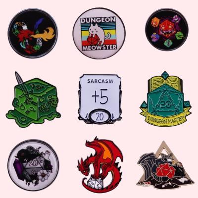 China Europe dragons octopus dice game cartoon brooch enamel pins badge denim backpack adorn pin dungeons and dragons wholesale for sale