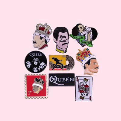 China Europe Classic Metal Enamel Pins Cartoon Ticket Brooch Clothes Backpack Hat Pin Lapel Badges Collect Rock Band Pin Queen for sale