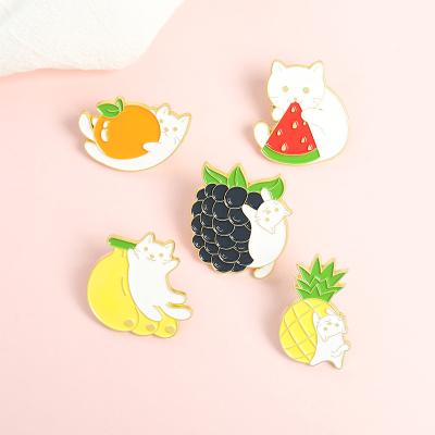 China Orange Banana Watermelon Pin Brooches Kitty Badges Food White Grape Pineapple Europe Pin Fruit Fruit Enamel Lapel Pins for sale