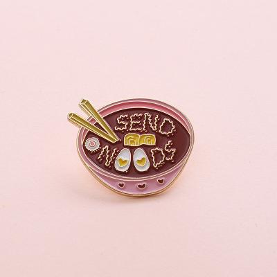 China Europe Egg Ramen Enamel Pin Bowl Noodles Badge Custom Brooches Bag Lapel Pin Cartoon Food Pin For Kids Friends for sale