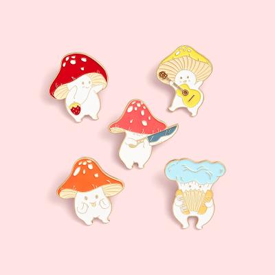 China Custom Enamel Pin Cute Mushroom Elf Europe Humanoid Lapel Pins Cartoon Brooches Badges Fashion Pins Gifts for sale