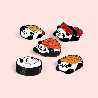 China Japanese Panda Enamel Animal Pins Sushi Rice Ball Food Badges Baby Bear Pin Cutie Jewelry Hat Bag Accessories Pin for Kids for sale