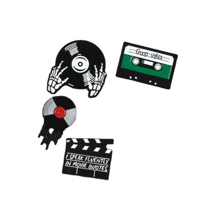 China Europe Punk Music Lovers Glaze Pin Good Vibes Tape DJ Vinyl Record Pin Player Badge Pin Lapel Pins Jeans Shirt for sale