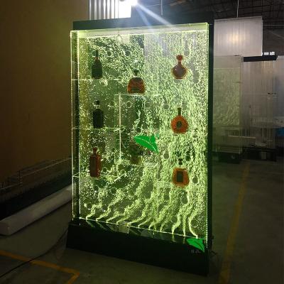 China Modern Commercial Furniture Modern Corner Led Water Bubble Wall Bar Cabinet for sale