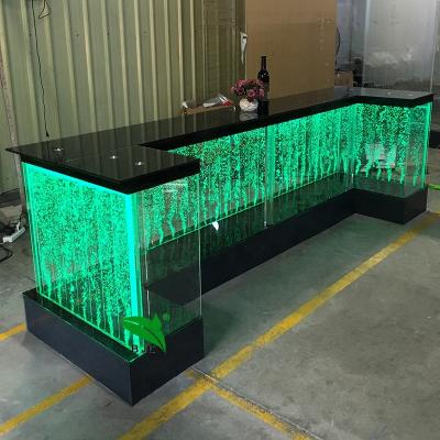 China Modern Used U Shaped Bar Furniture Led Light Glowing Water Bubble Wall Bar Table Counter for sale