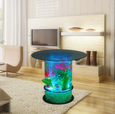 China Clear Color Water Bubble Changing Round Lighting Led Bar Table Living Room Center Table Design for sale