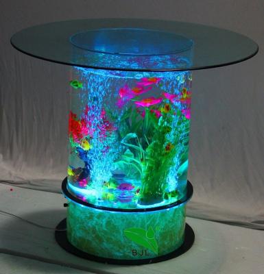 China Viable Home Decor LED Light Aquariums Water Bubble Tabletop Fish Tank for sale