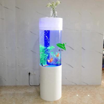 China Hotel Viable Home Decoration Restaurant Round Column Fish Tank Transparent Acrylic Fish Tank for sale