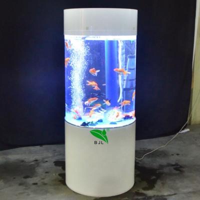 China Wholesale Customized Viable Transparent Acrylic Tank Fish LED Round Column Aquarium Fish Tank for sale