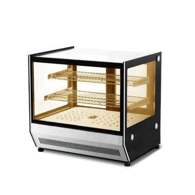 China Baked Goods Heating Showcase Bakery Heater Countertop Curved Glass Hot Food for sale