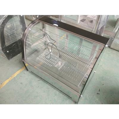 China Hot Glass Showcase Baked Goods Countertop Food Display Showcase Bakery Heating Heating Cabinet for sale