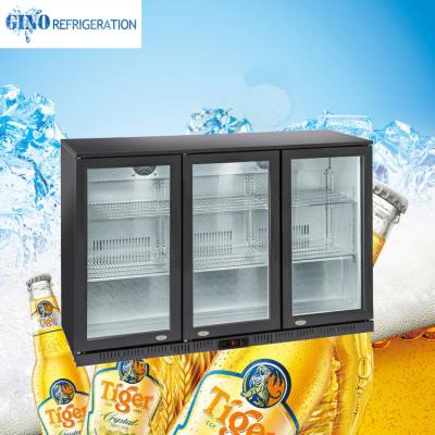 China Single-Temperature Door Back Bar Cooler 320L GN-320H Black Triple Bar Cooler for sale